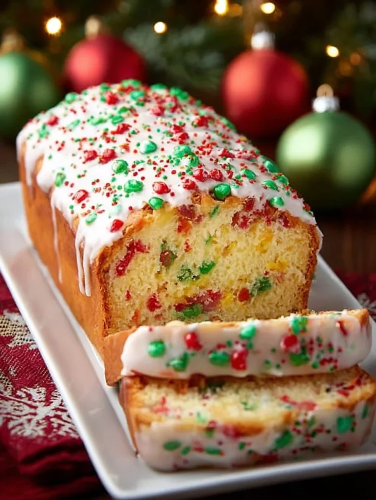 Loaf of Christmas Sprinkle Buttermilk Bread topped with festive decorations