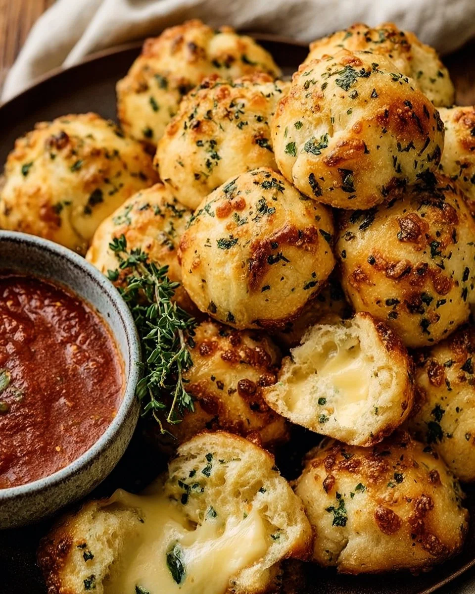 Plate of deliciously cheesy garlic knots topped with parsley