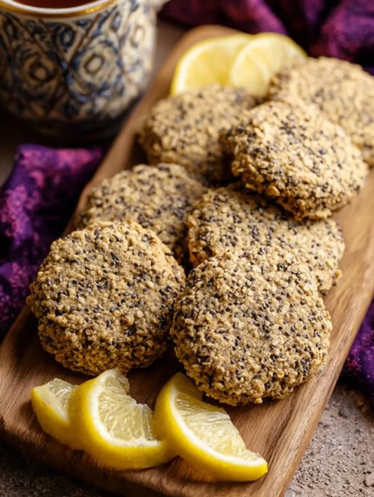 Delicious Lemon Chia Breakfast Cookies on a wooden table