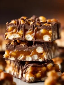 Delicious salted caramel pretzel bark with a chocolate coating and sea salt sprinkles.