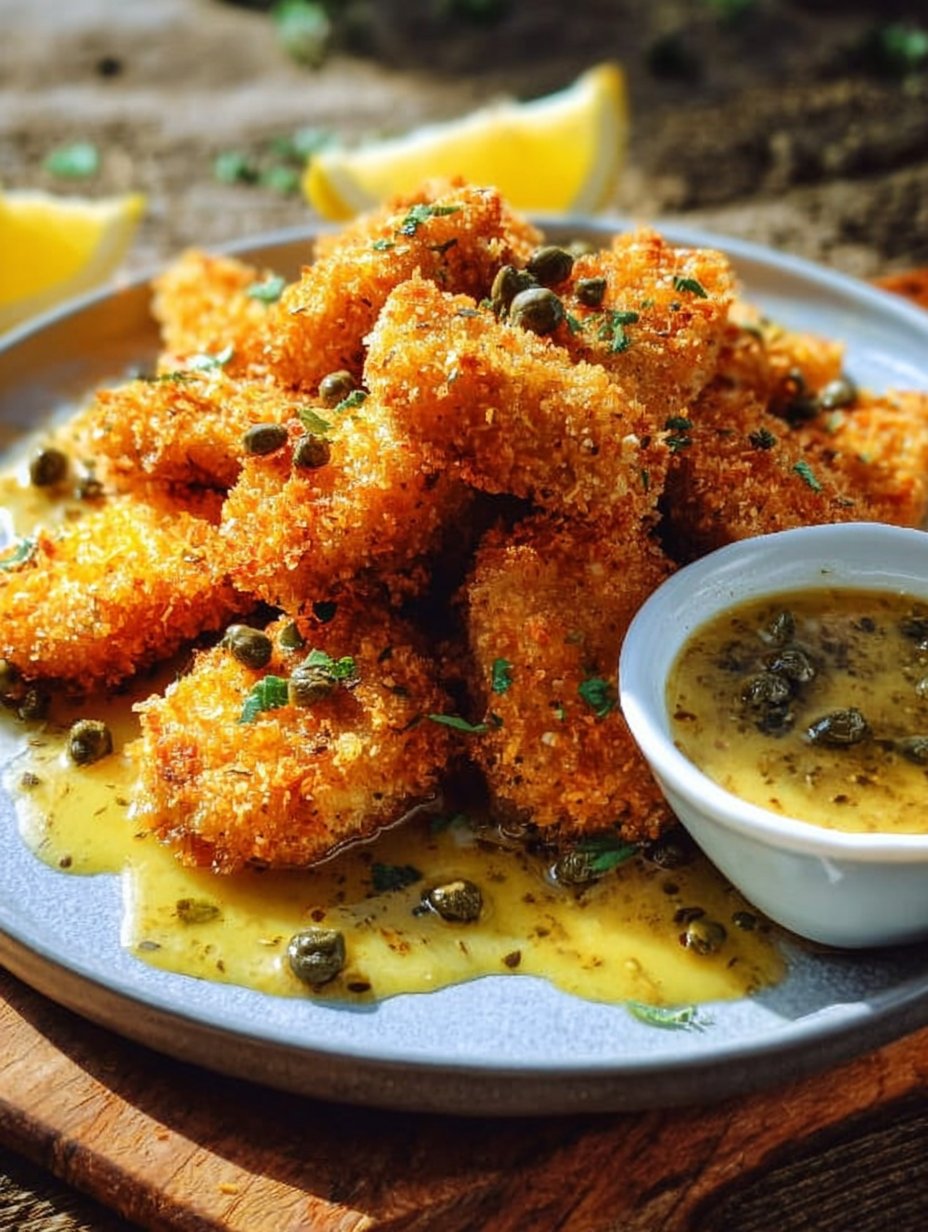 Golden Chicken Nuggets with Lemony Piccata