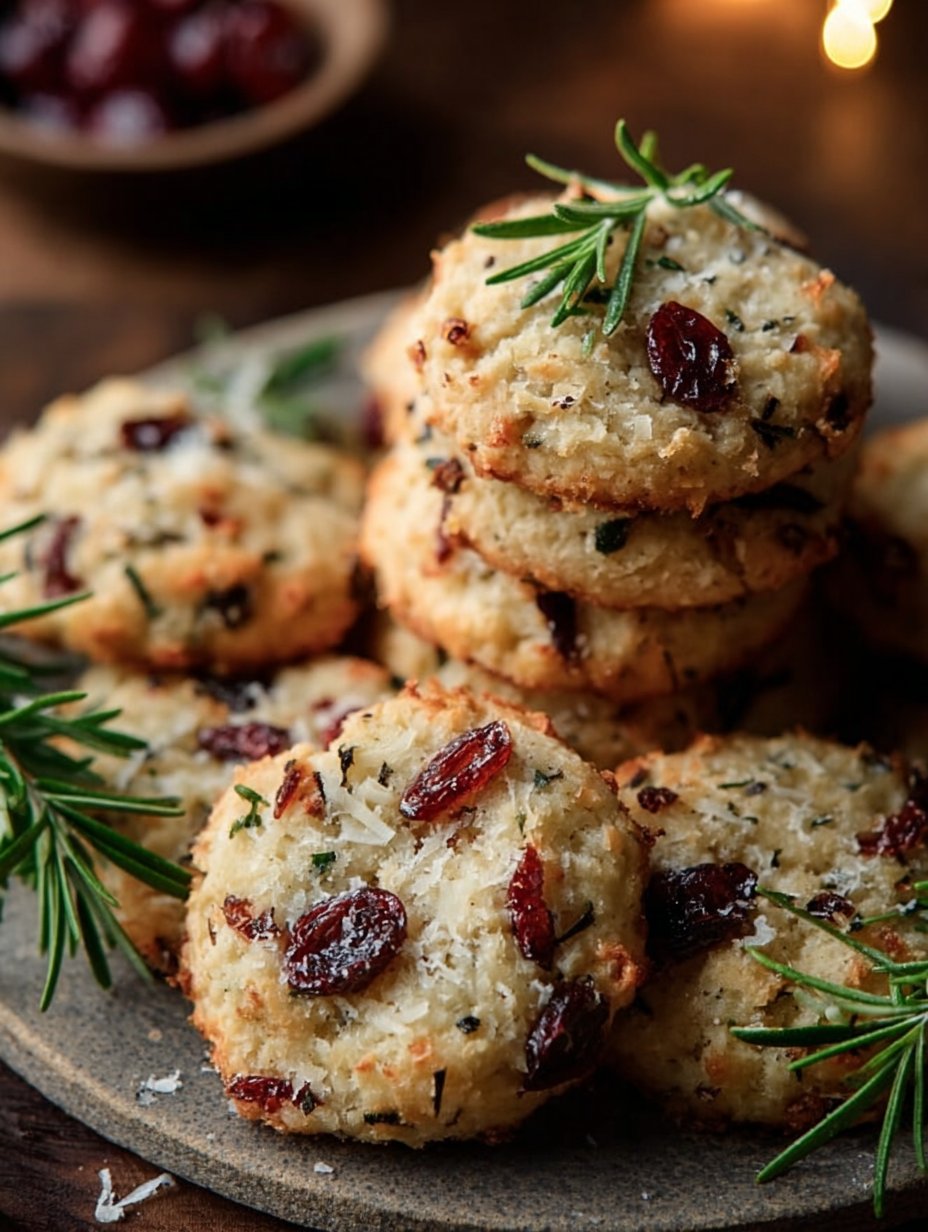 Savory Cranberry Rosemary Parmesan Cookies