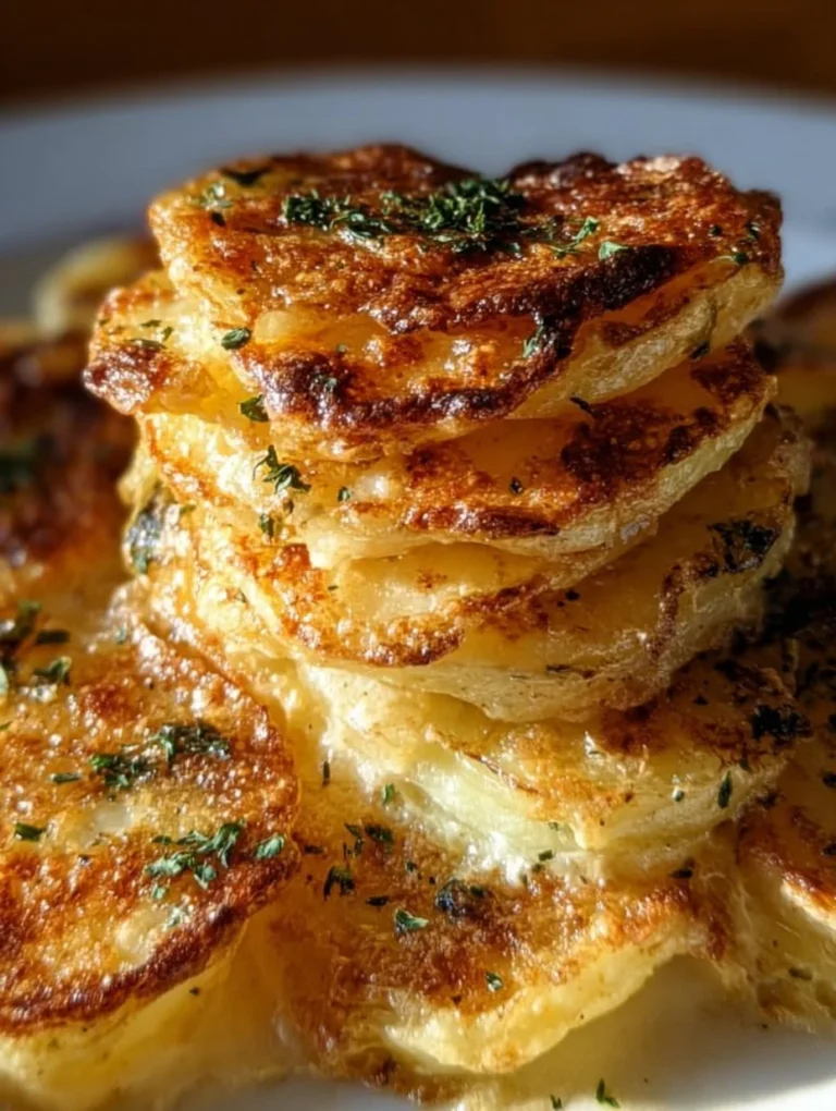 Delicious au gratin potato stacks baked with cheese and herbs.
