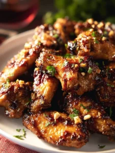 Baked Peanut Butter and Jelly Chicken Wings served on a platter