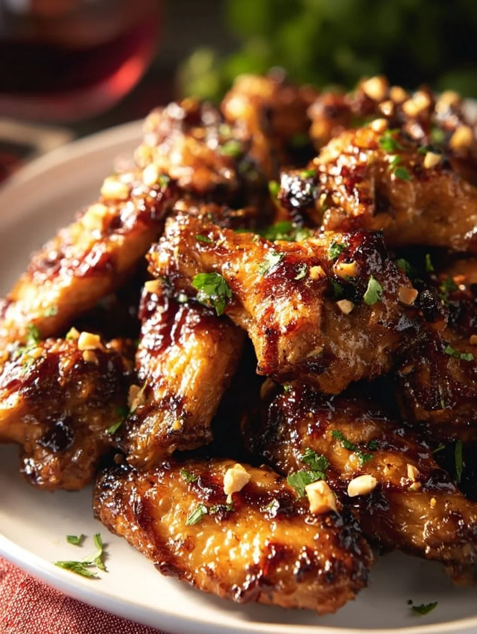 Baked Peanut Butter and Jelly Chicken Wings served on a platter