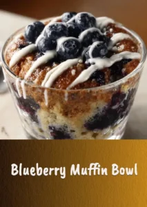 Delicious Bright Blueberry Muffin Bowl topped with fresh blueberries