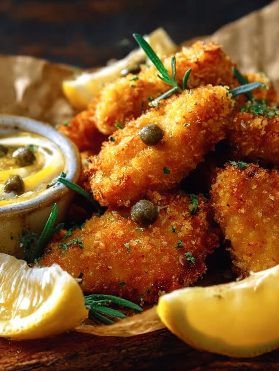 Golden Chicken Nuggets with Lemony Piccata