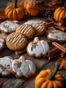 Delicious Pumpkin Gingerbread Cookies on a rustic wooden table