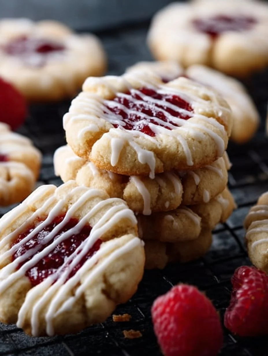 Delicious Raspberry Drizzle Shortbread cookies on a plate