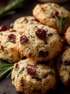 Savory Cranberry Rosemary Parmesan Cookies on a plate