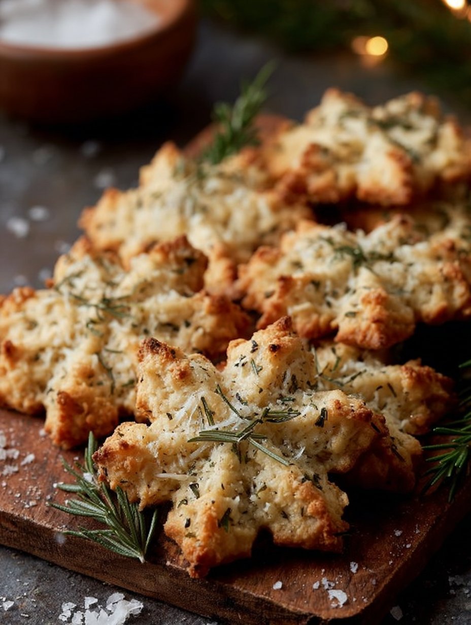 Savory Rosemary-Parmesan Snowflake Cookies
