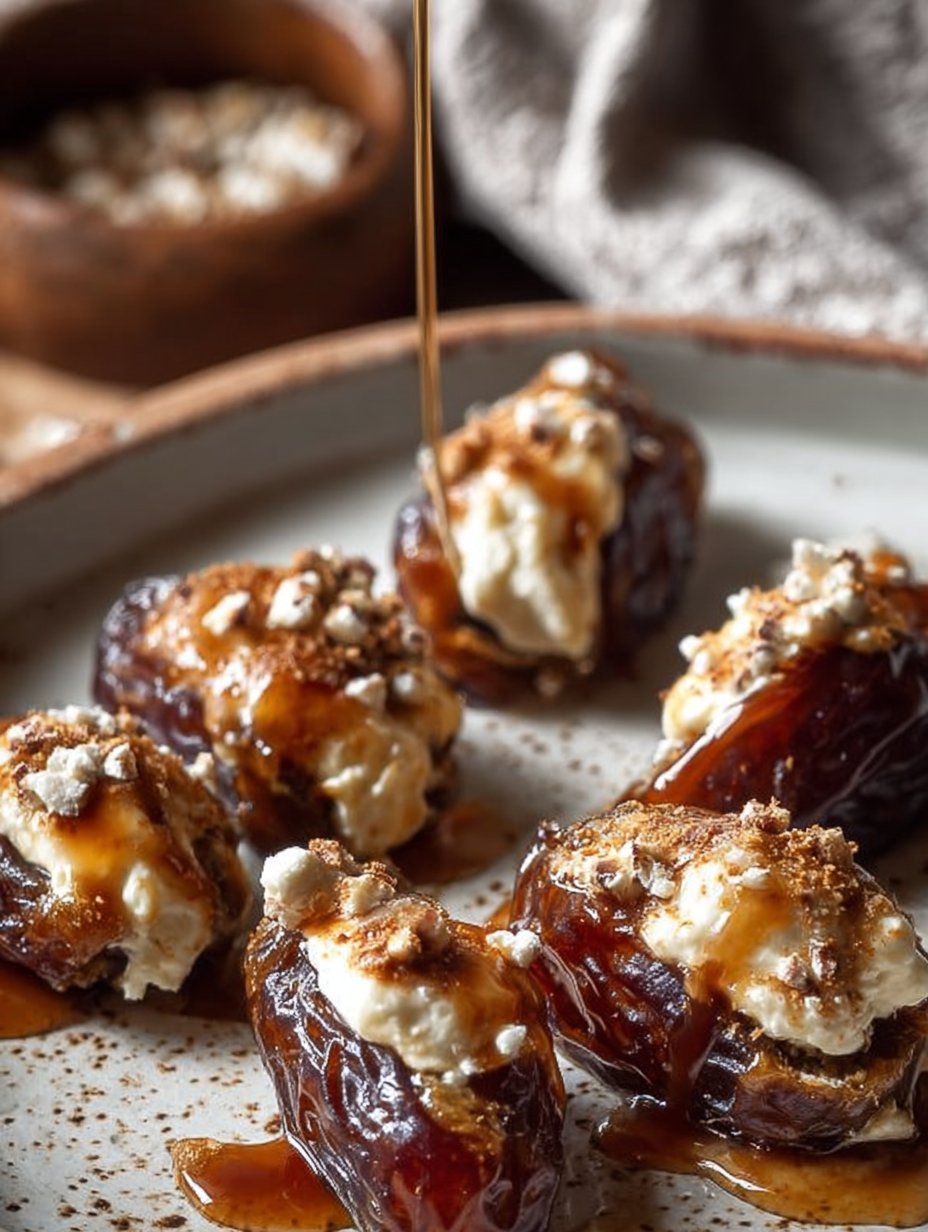 Mascarpone Stuffed Dates with Maple Drizzle