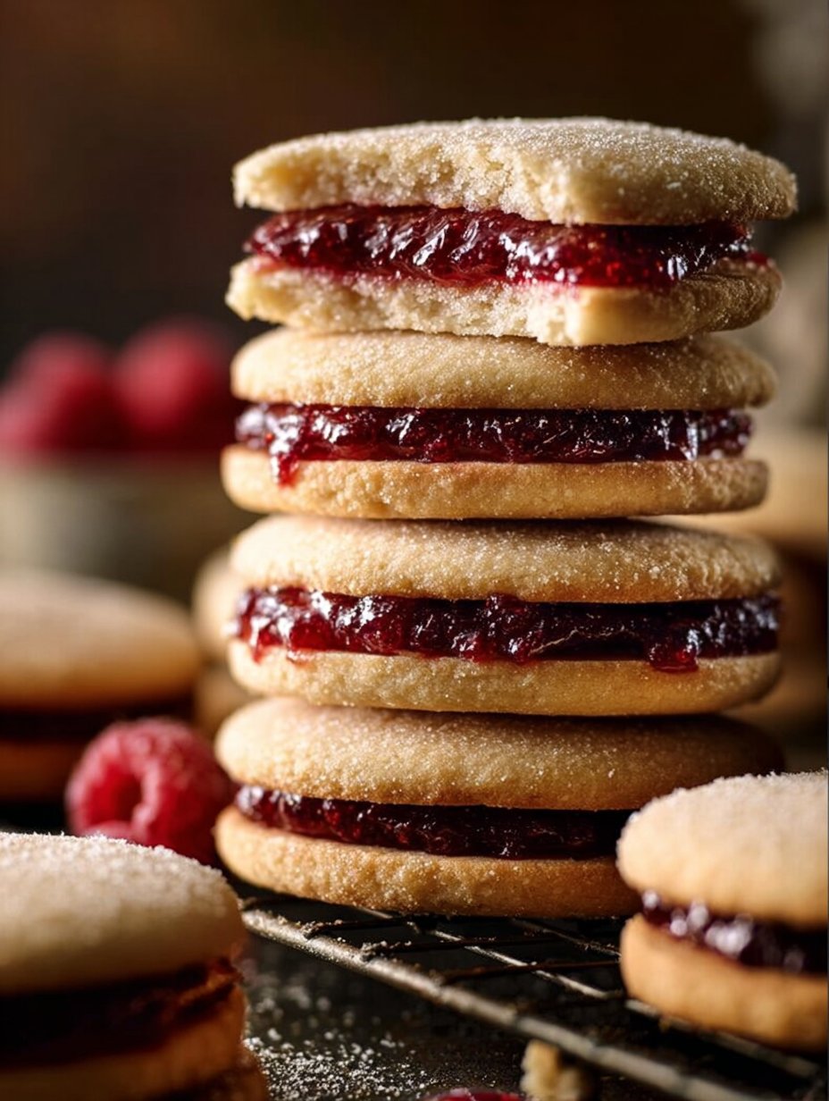 Raspberry Almond Sandwich Cookies