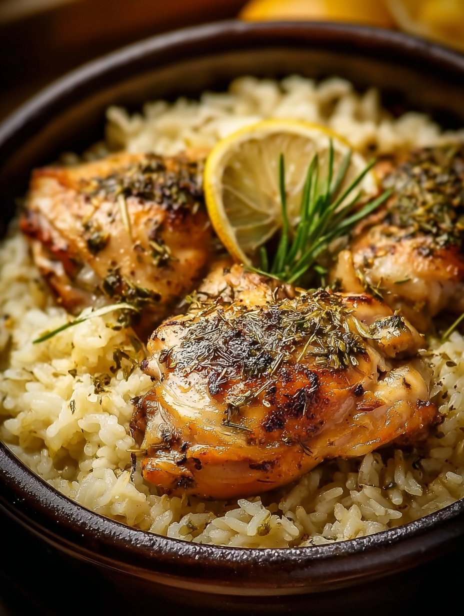 Slow Cooker Lemon Herb Chicken and Rice