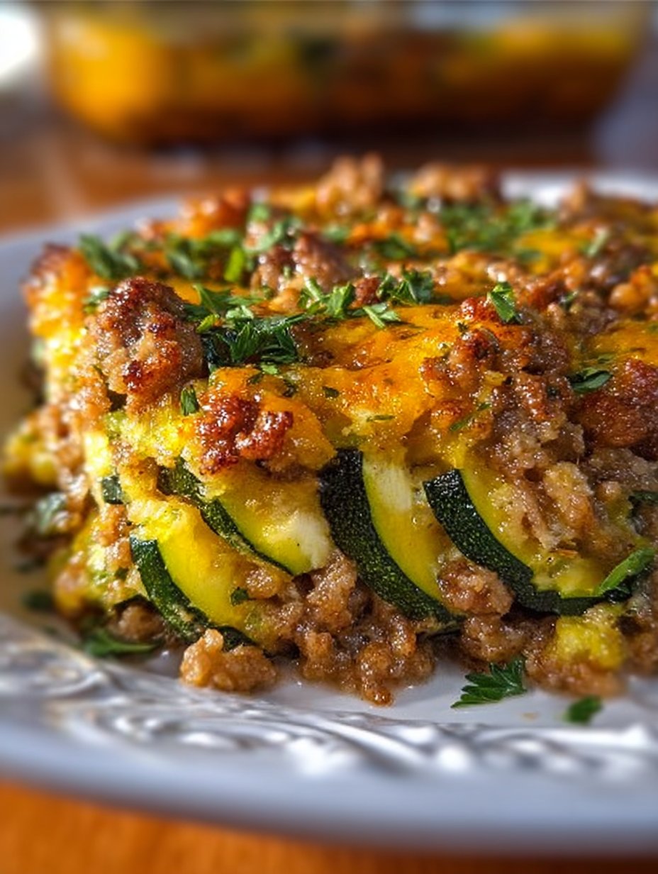 Savory Ground Turkey Zucchini Casserole