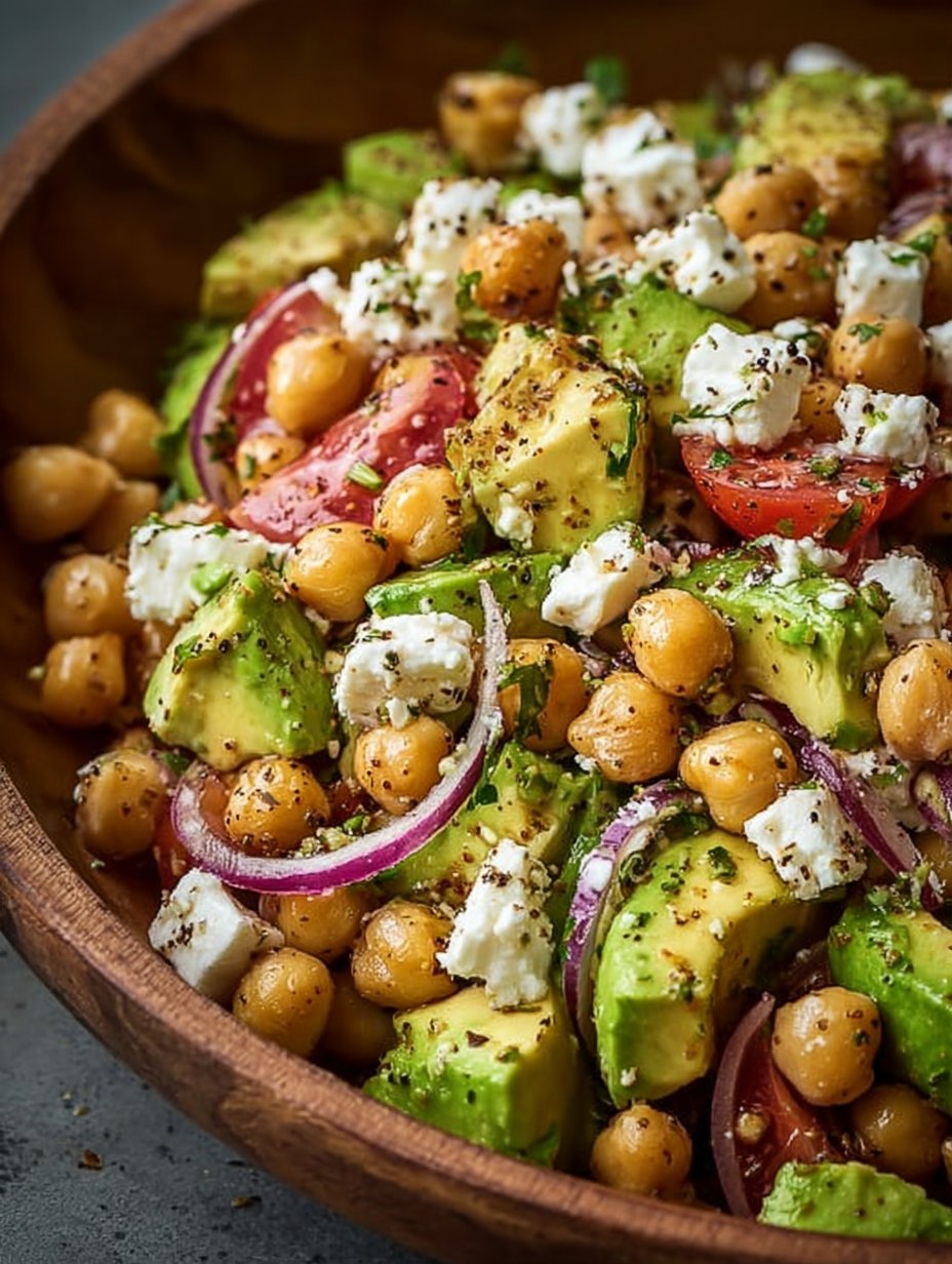 Chickpea Feta Avocado Salad