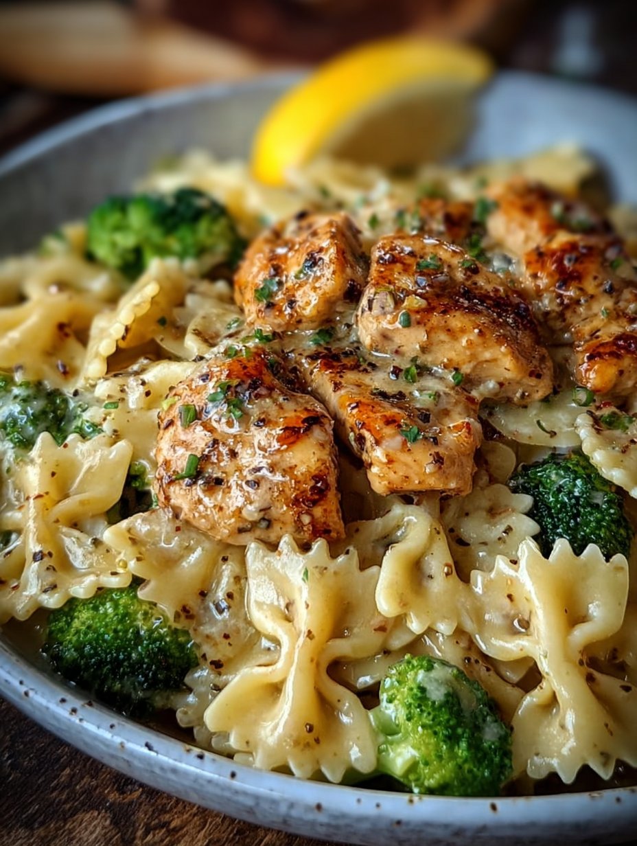 Cowboy Butter Lemon Bowtie Chicken with Broccoli Recipe