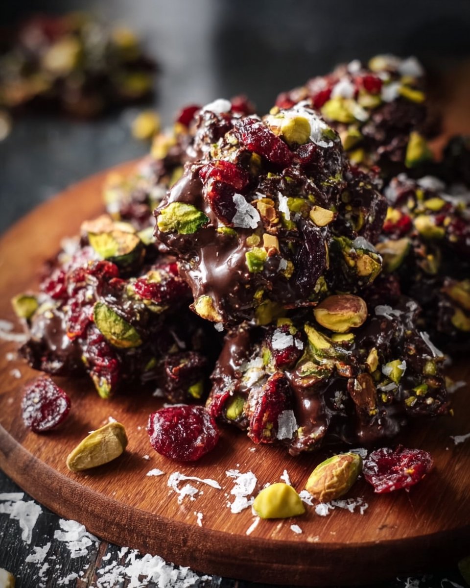 Pistachio Cranberry Chocolate Clusters