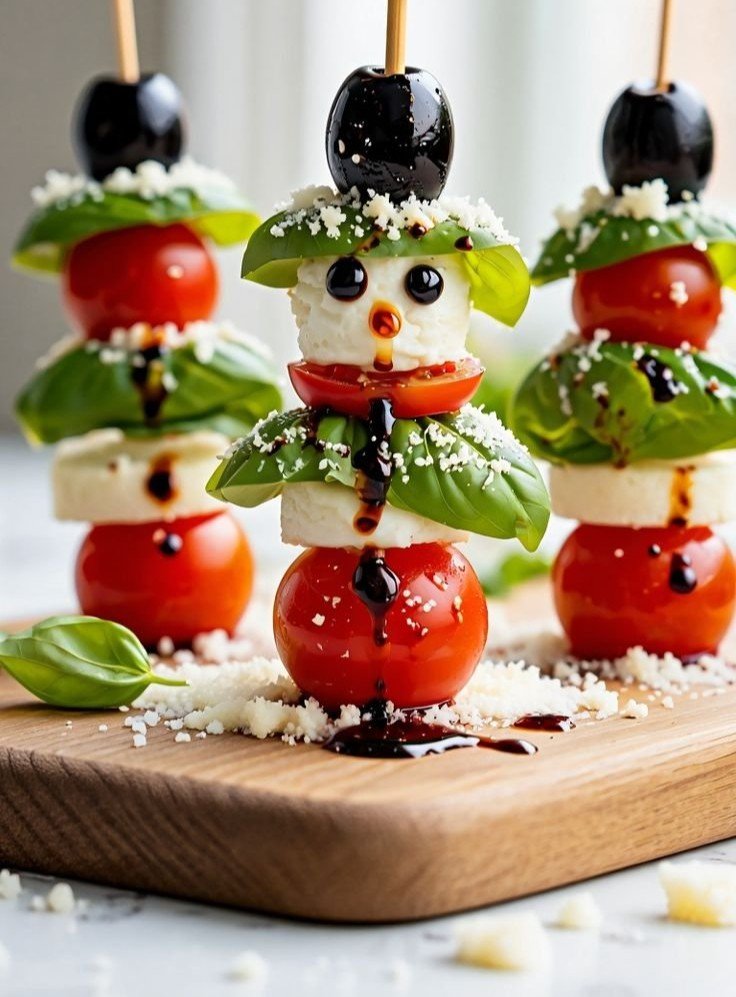 Snowman Caprese Skewers