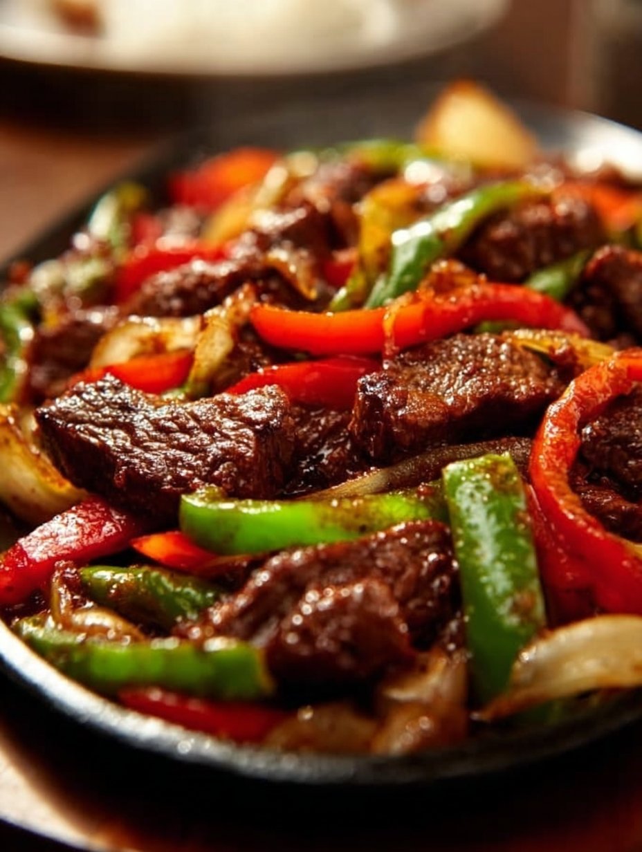 Sizzling Chinese Pepper Steak with Onions