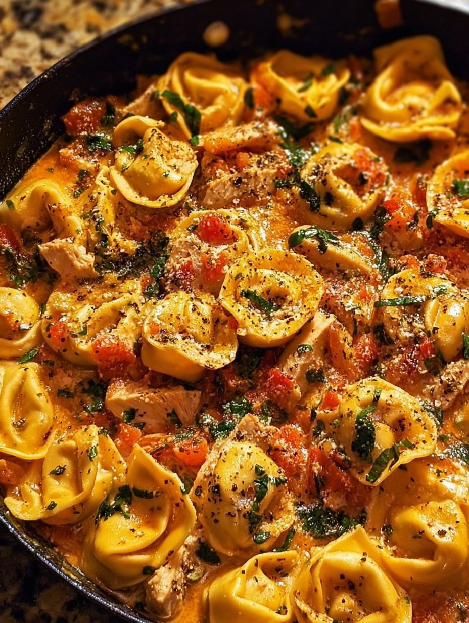 One-Pot Spicy Garlic Butter Chicken Tortellini