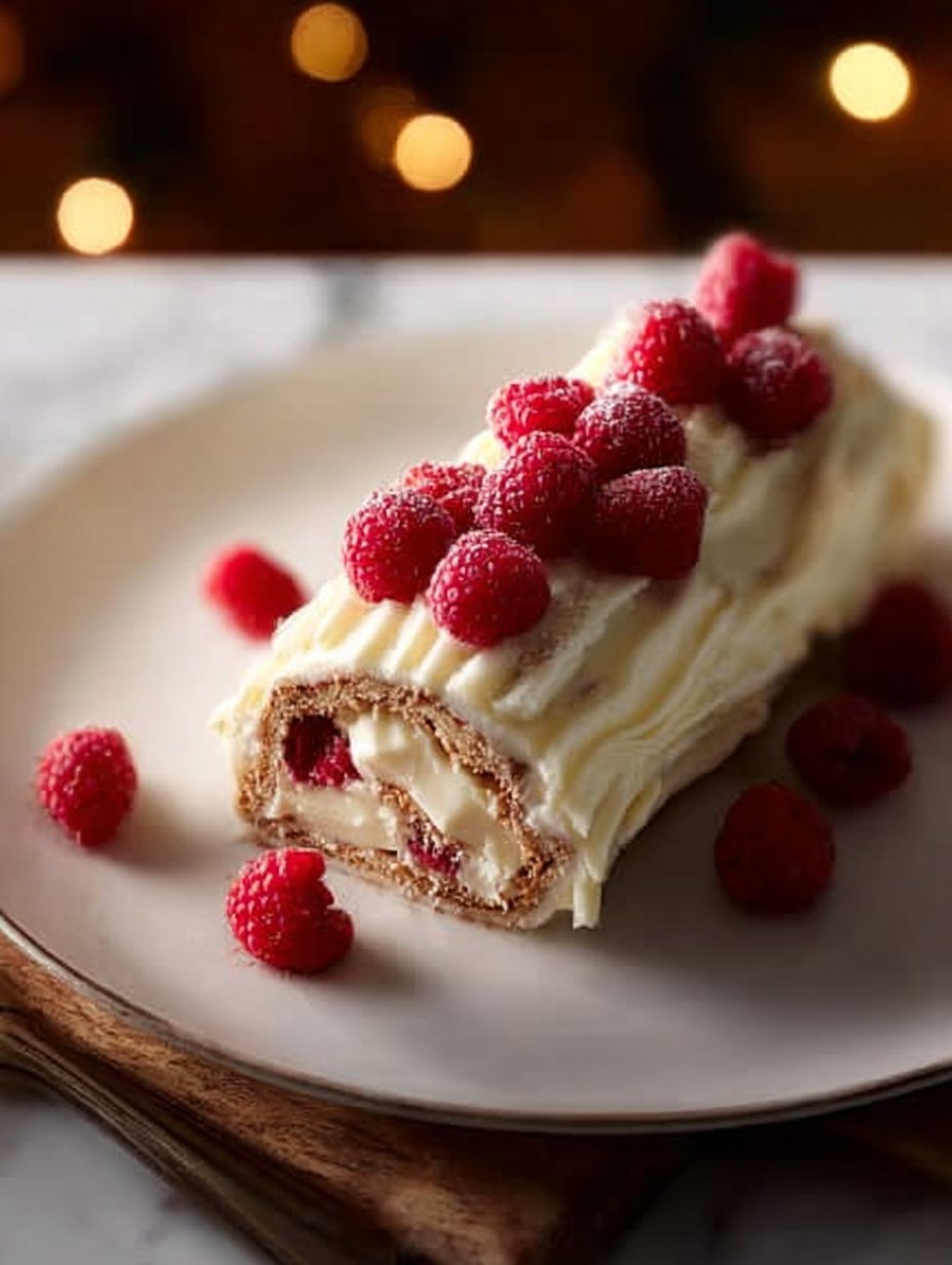 White Chocolate Raspberry Yule Log