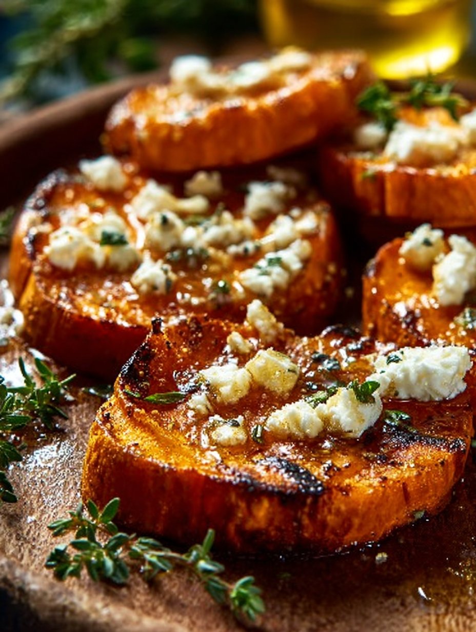 Roasted Sweet Potato Rounds with Honey & Feta