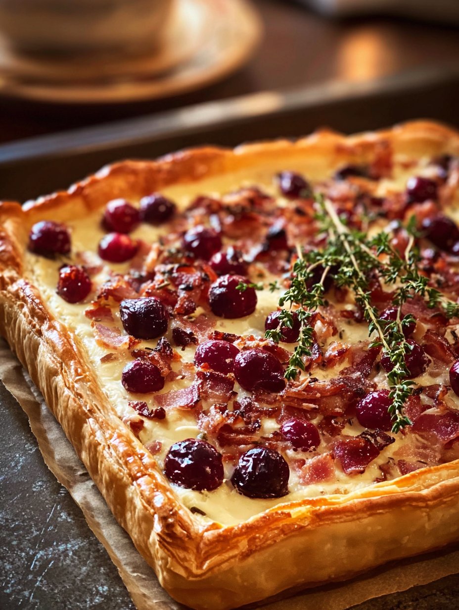 Cranberry Brie Tart with Pancetta & Thyme