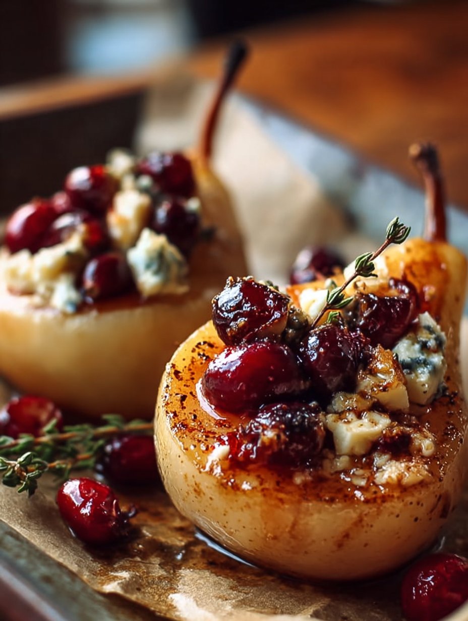 Baked Pears Feta Honey Cranberries