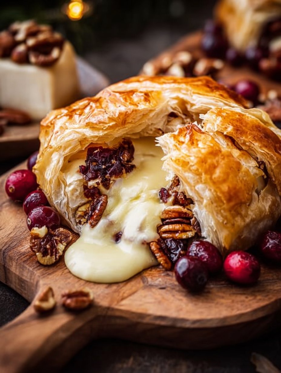 Cranberry Pecan Brie Wrapped In Puff Pastry