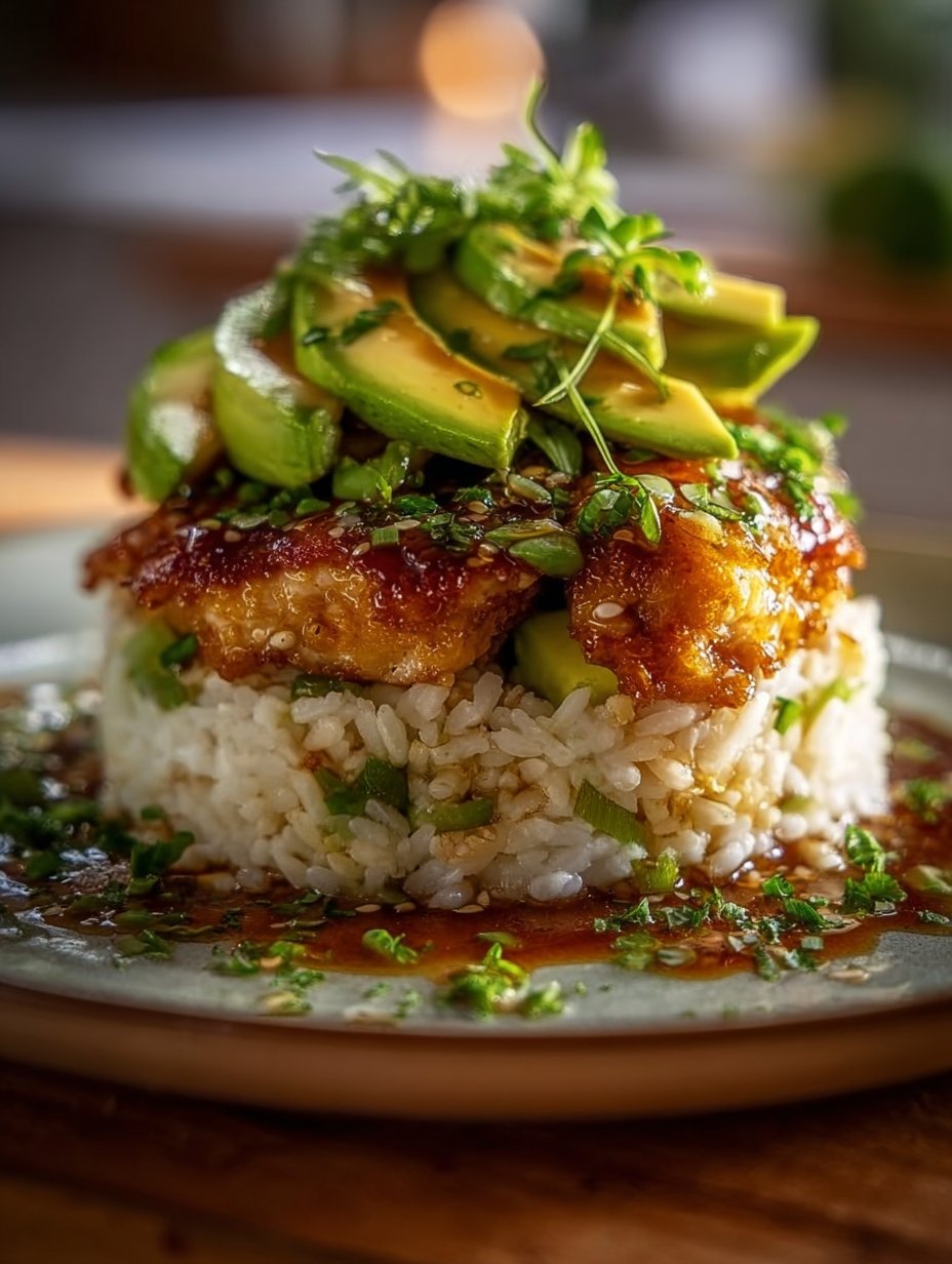 Honey Lime Chicken & Avocado Rice Stack