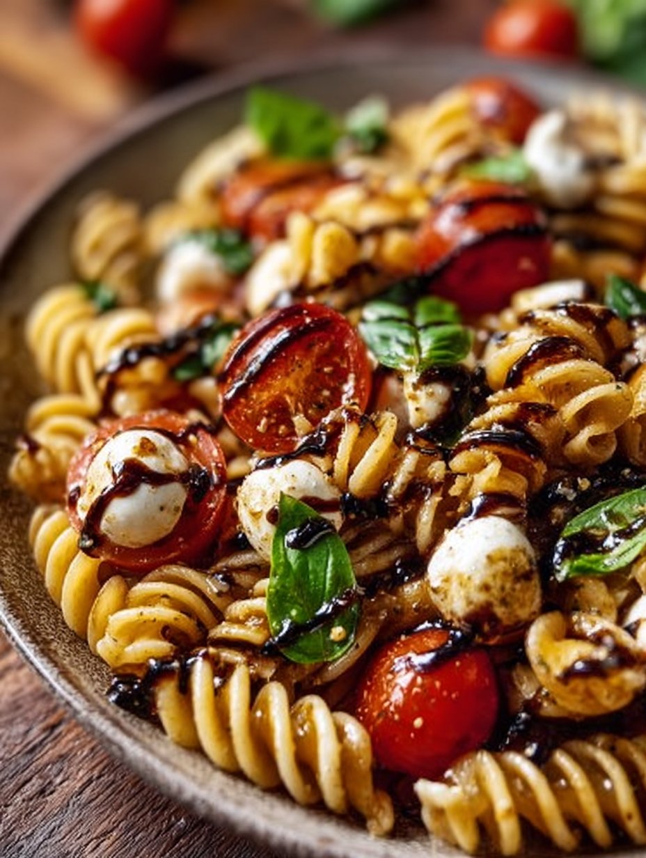Caprese Pasta Salad with Balsamic Glaze