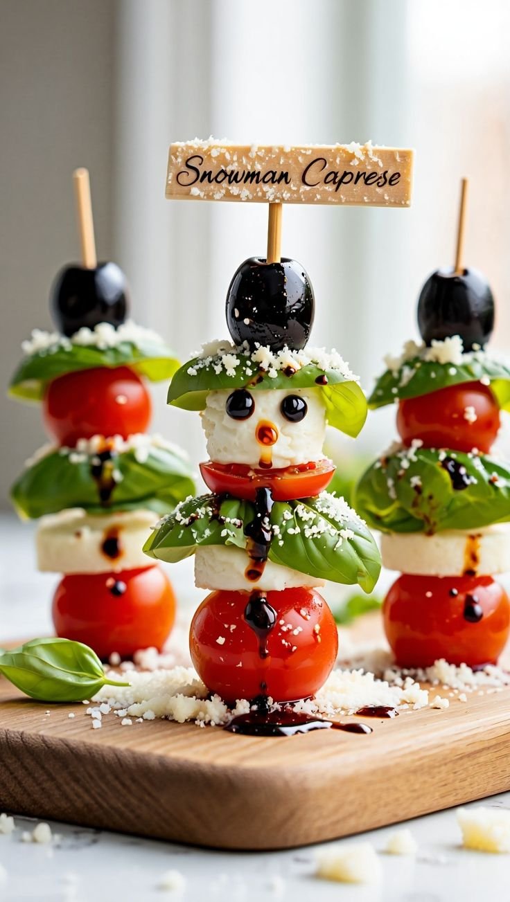 Snowman Caprese Skewers