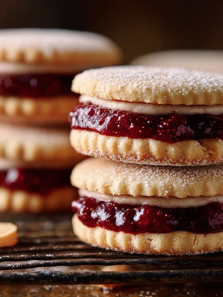 Raspberry Almond Sandwich Cookies