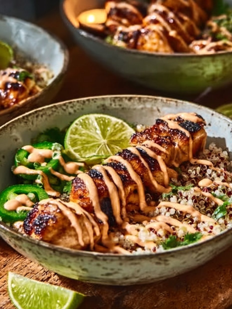 Chicken Quinoa Bowls with Coconut Lime Drizzle