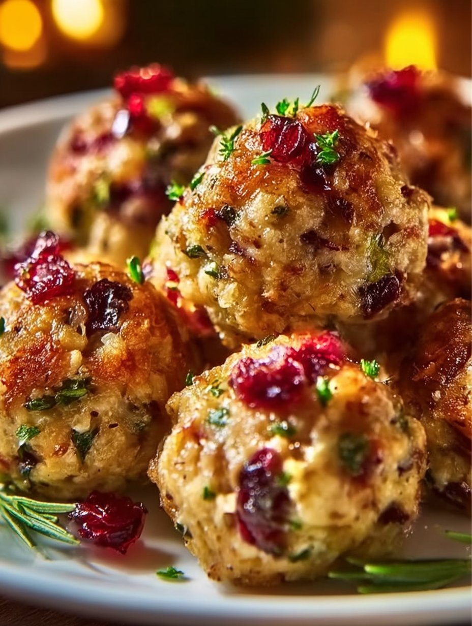 Festive Cranberry Turkey Stuffing Balls
