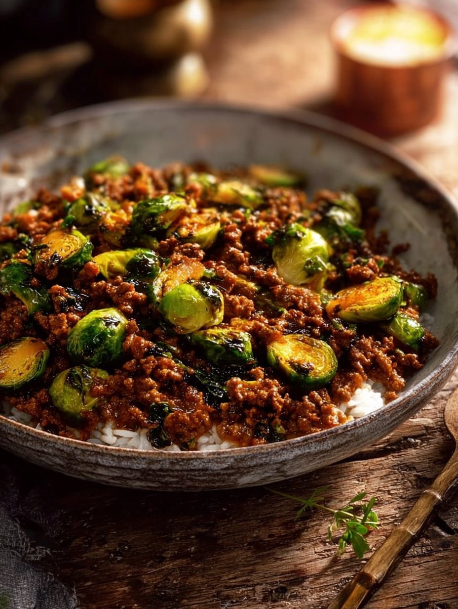 Ground Beef and Brussels Sprouts