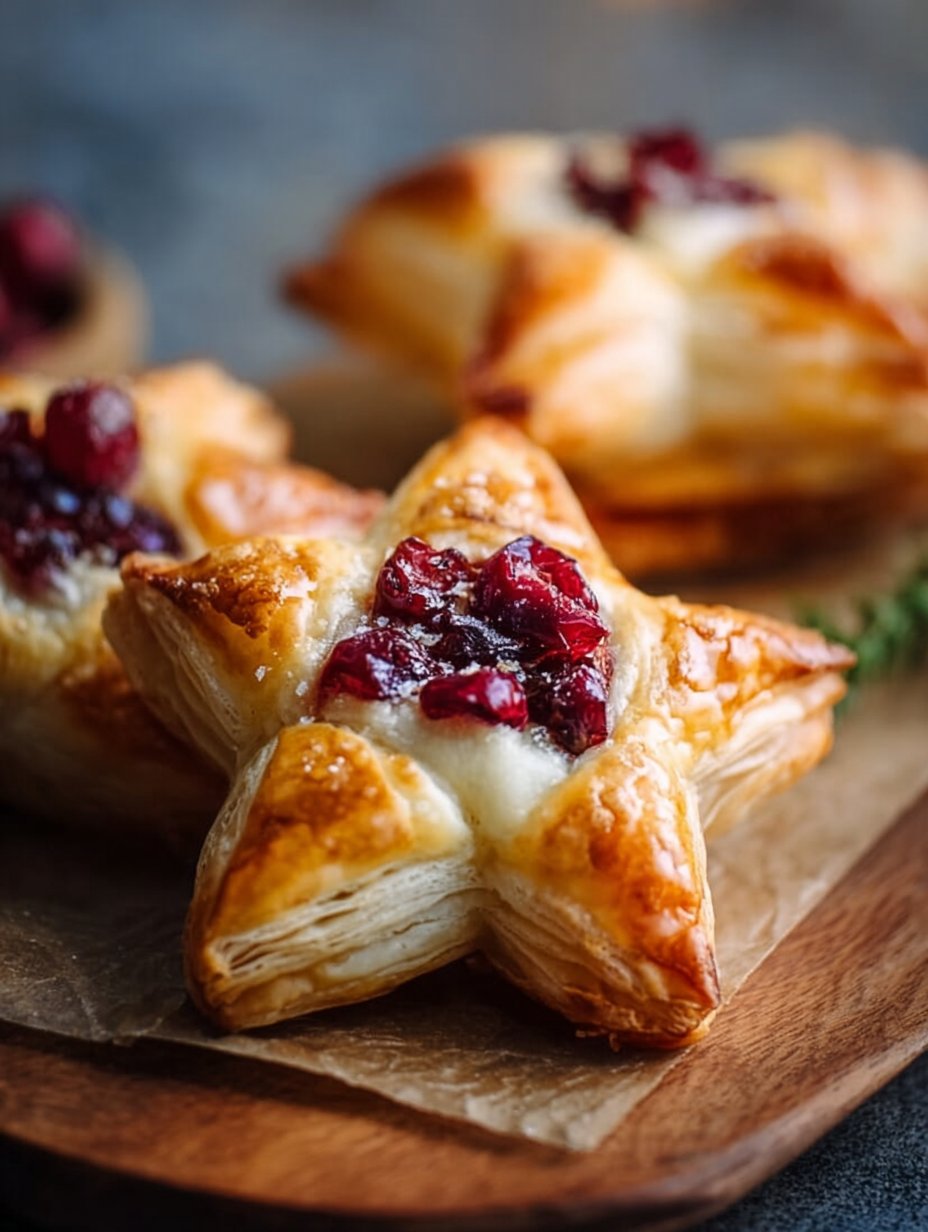 Cranberry Brie Puff Pastry Stars