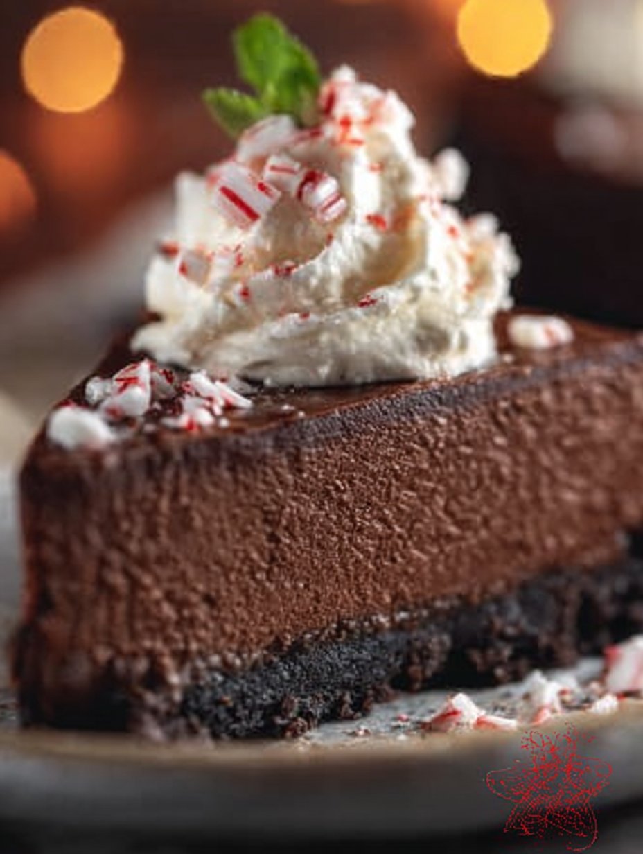 No Bake Chocolate Peppermint Cheesecake