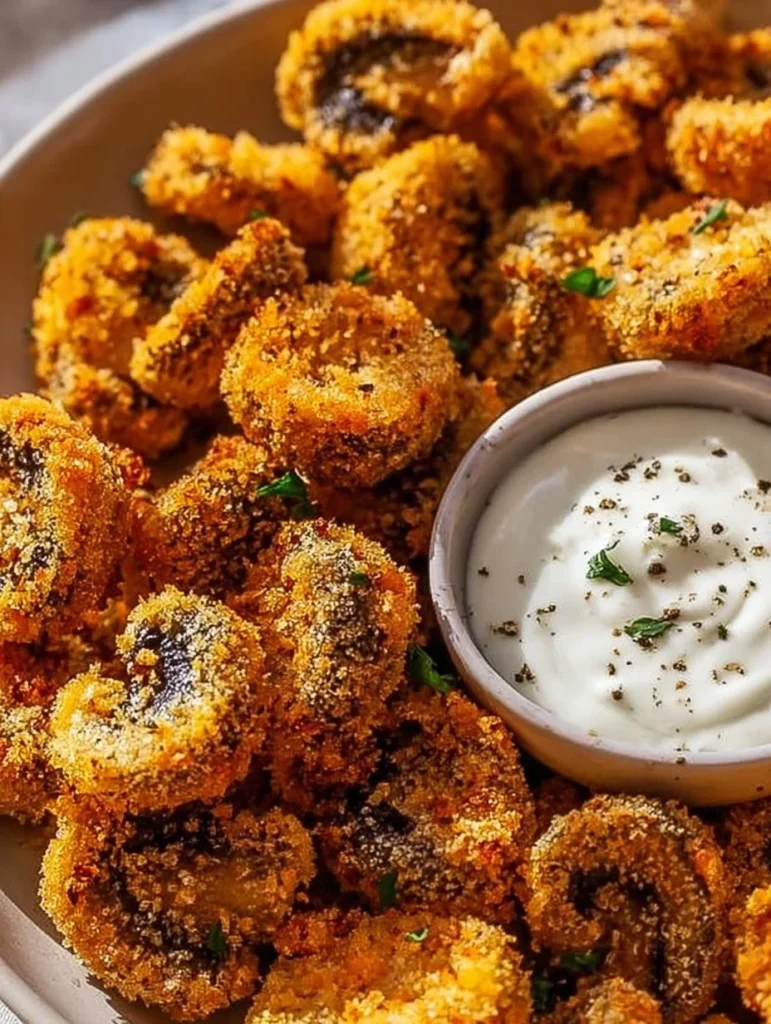 Delicious air fryer ranch mushrooms served in a bowl