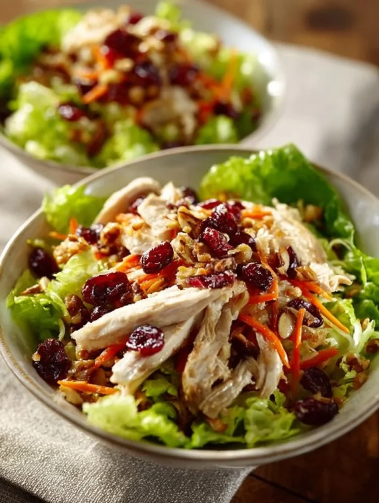 Asian Chicken Salad with cranberries, fresh vegetables, and sesame dressing