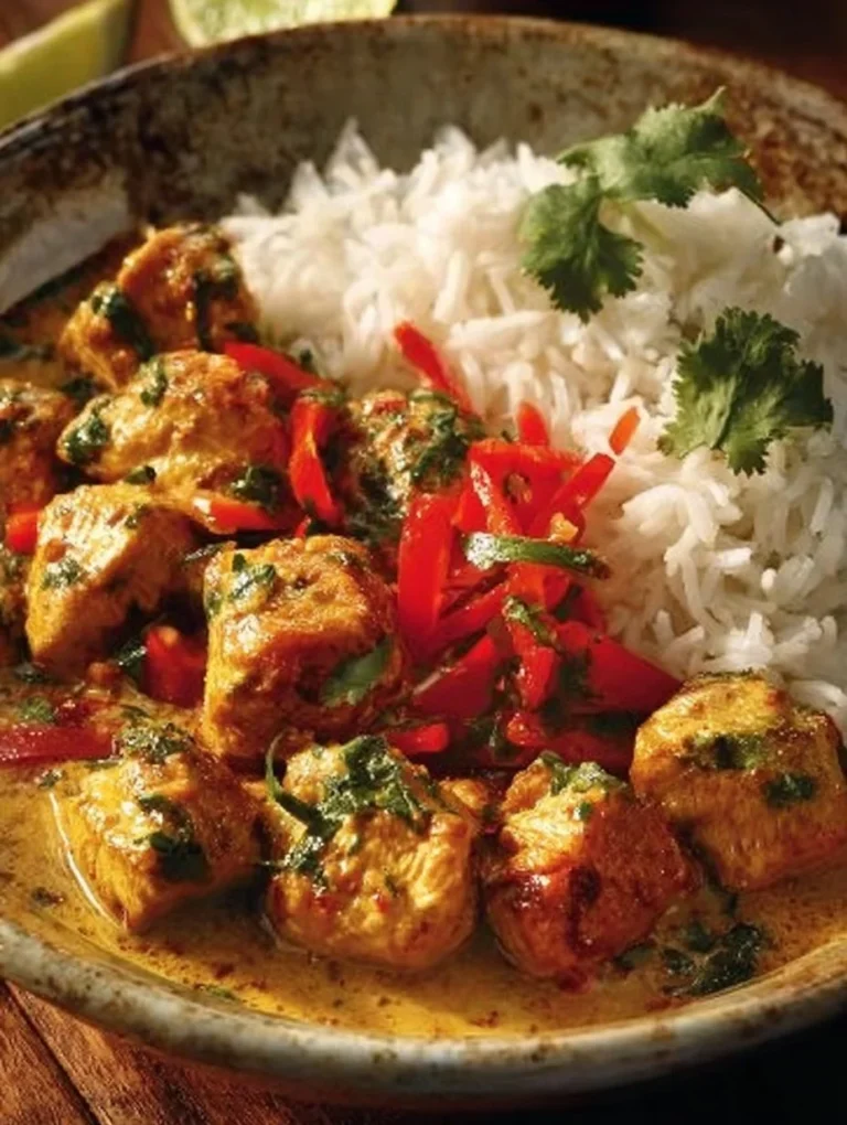 Delicious Brazilian Coconut Chicken served with fresh herbs and spices