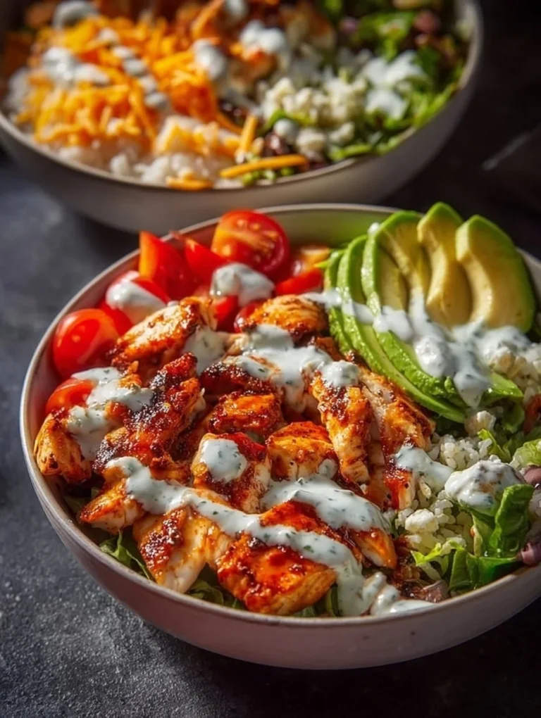 Delicious Buffalo Chicken Bowls with fresh ingredients and savory spices
