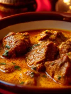 Delicious Chicken Paprikash served with creamy sauce and garnished with parsley