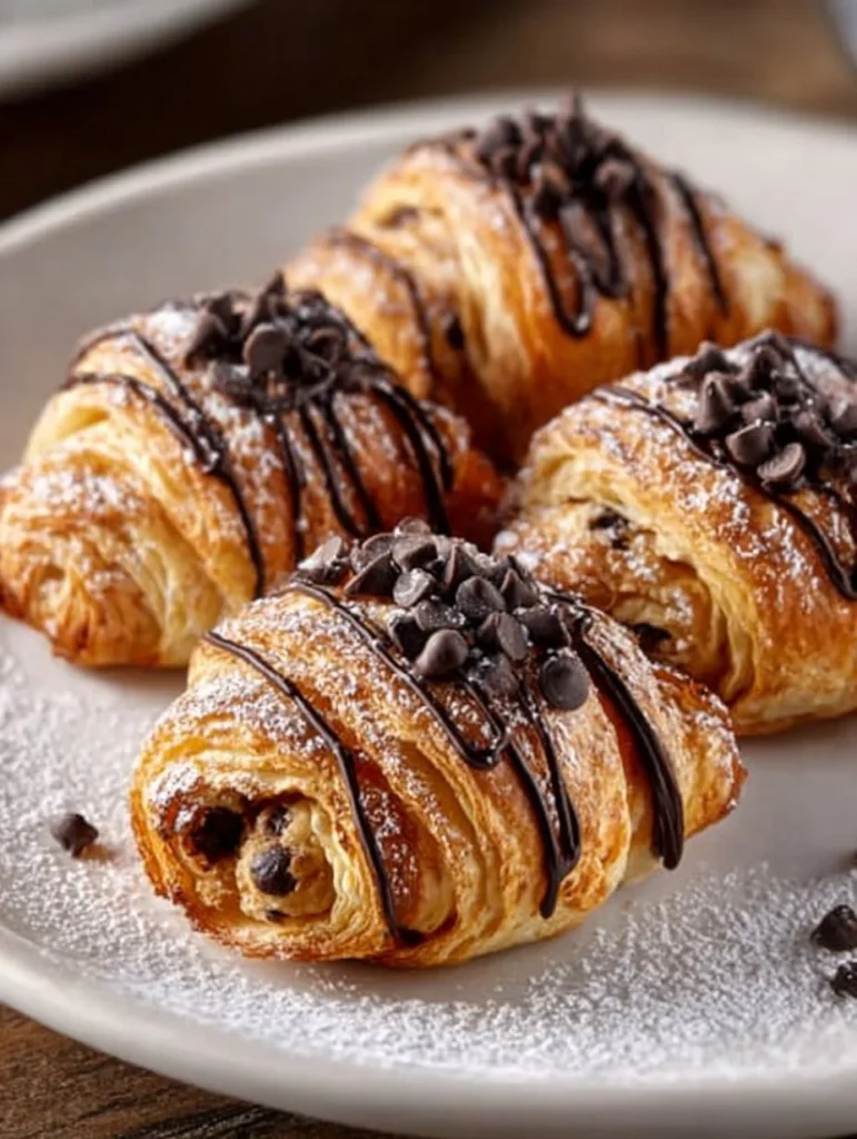 Plate of chocolate chip cookie dough twists fresh out of the oven