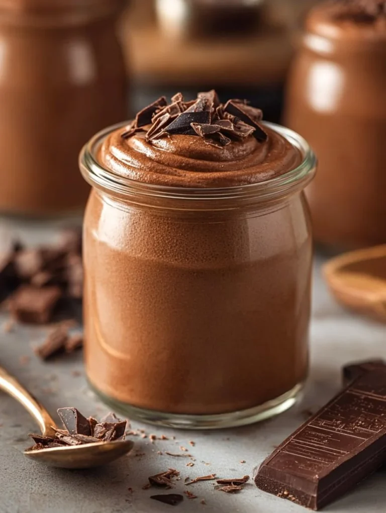 Delicious homemade chocolate pudding served in a bowl with chocolate shavings