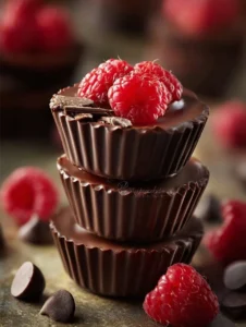 Delicious Chocolate Raspberry Cups served on a white plate