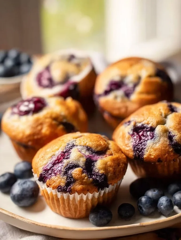 Delicious cottage cheese blueberry muffins baked to perfection.