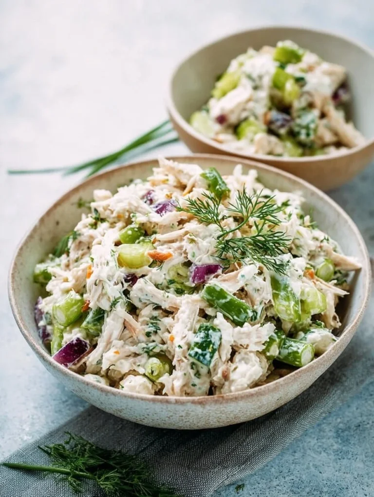 Cottage Cheese Chicken Salad served in a bowl with fresh ingredients