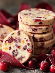 Homemade Cranberry Orange Shortbread Cookies with cranberries and orange zest